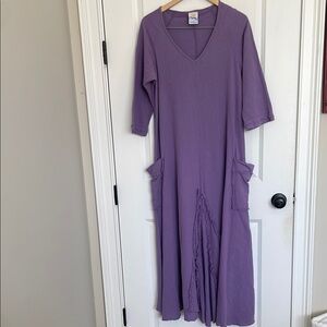 Dunes Relaxed Fashion Women's Cotton Maxi Dress Purple S/M